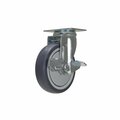 Vestil Dark Gray Swivel With Brake Thermoplastic Poly Rubber Caster 5 x 1 1/4 CST-B28-5X1TPR-SWB